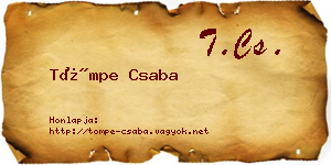 Tömpe Csaba névjegykártya